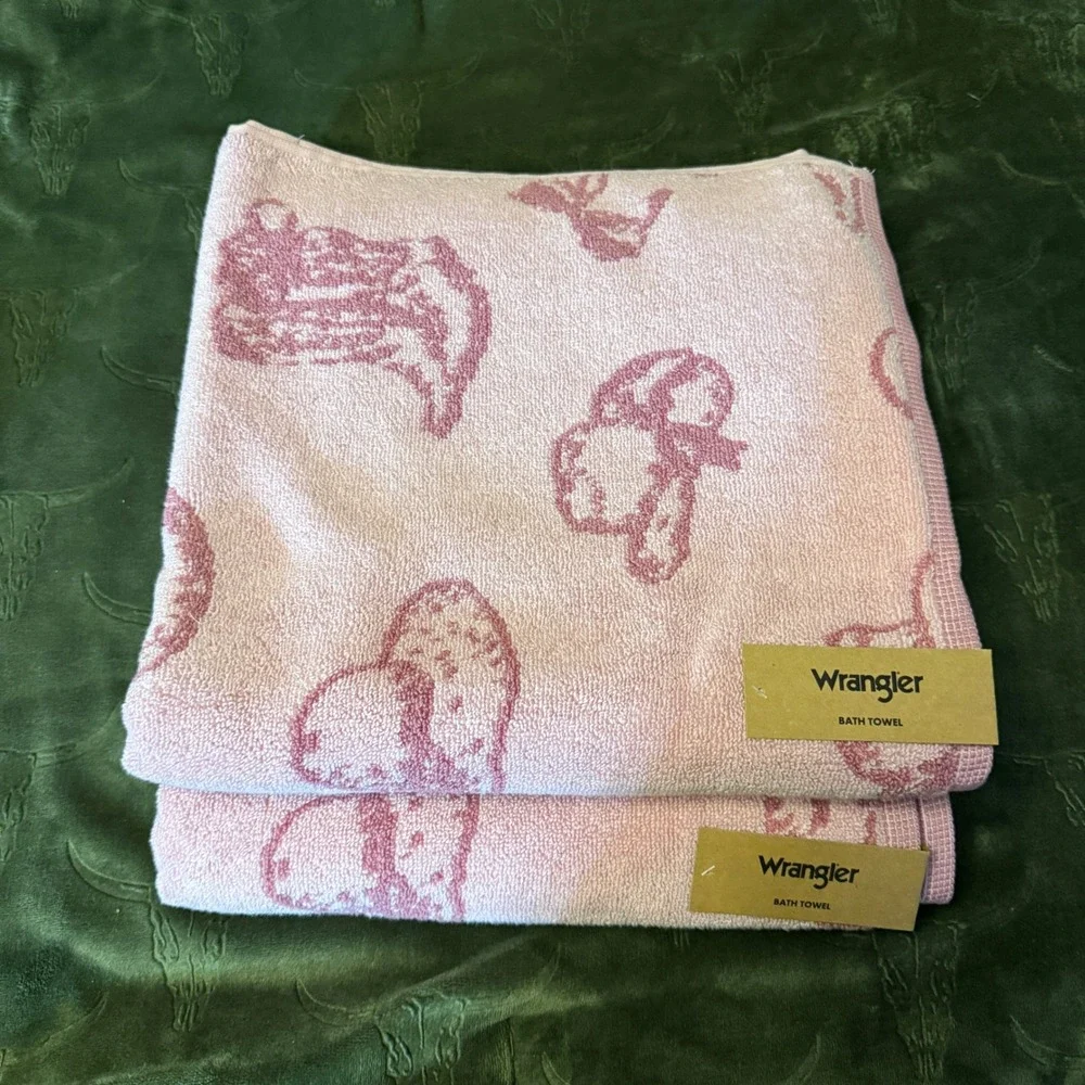 Wrangler Towel Set Unisex OS Pink New Cowboy Like Me 3 Piece Bath Hand Towels